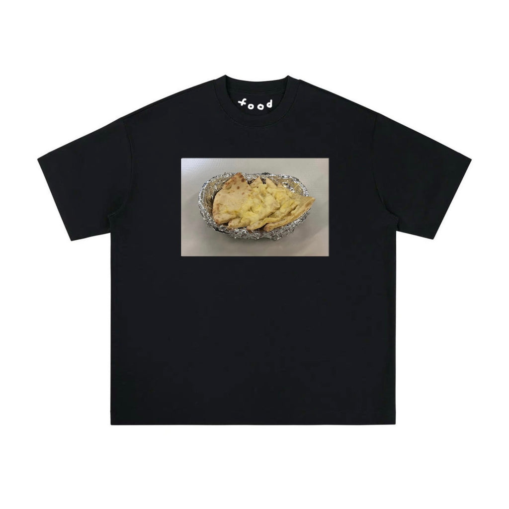 food cheese naan’s black short-sleeve shirt