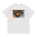 food pancake’s grey short-sleeve shirt